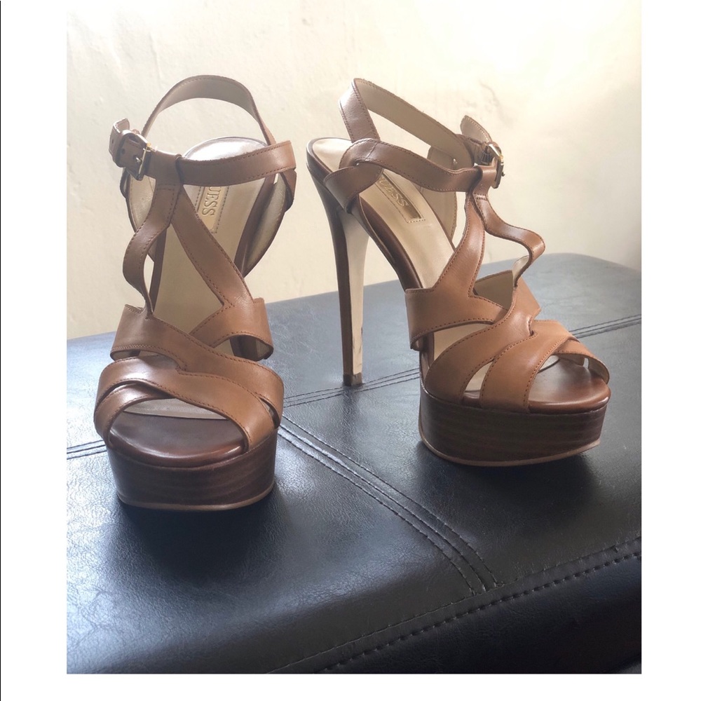 GUESS Nude / Light Tan strappy heels- size 5.5